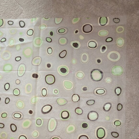 70" x 70" Shower Curtain and Doodle Curtain Liner, Retro Polka Dot, Green, Brown - Picture 4 of 12